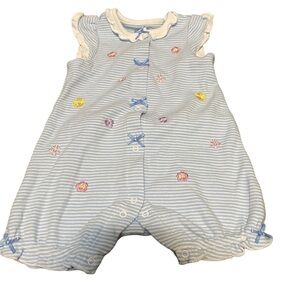 4/$20 Baby Girl Summer Romper 6 month Blue Stripes Clothing Warm Weather 🛑